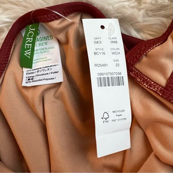 🆕 J. Crew Sexy V One Piece Red Brown Clay Swimsuit Plus 22 NEW NWT Blogger - Picture 10 of 15